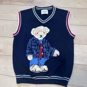 Wool Sweater Vest with Bear